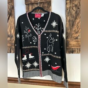 Holiday Lodge Christmas Holiday Cardigan Sweater XL (18)